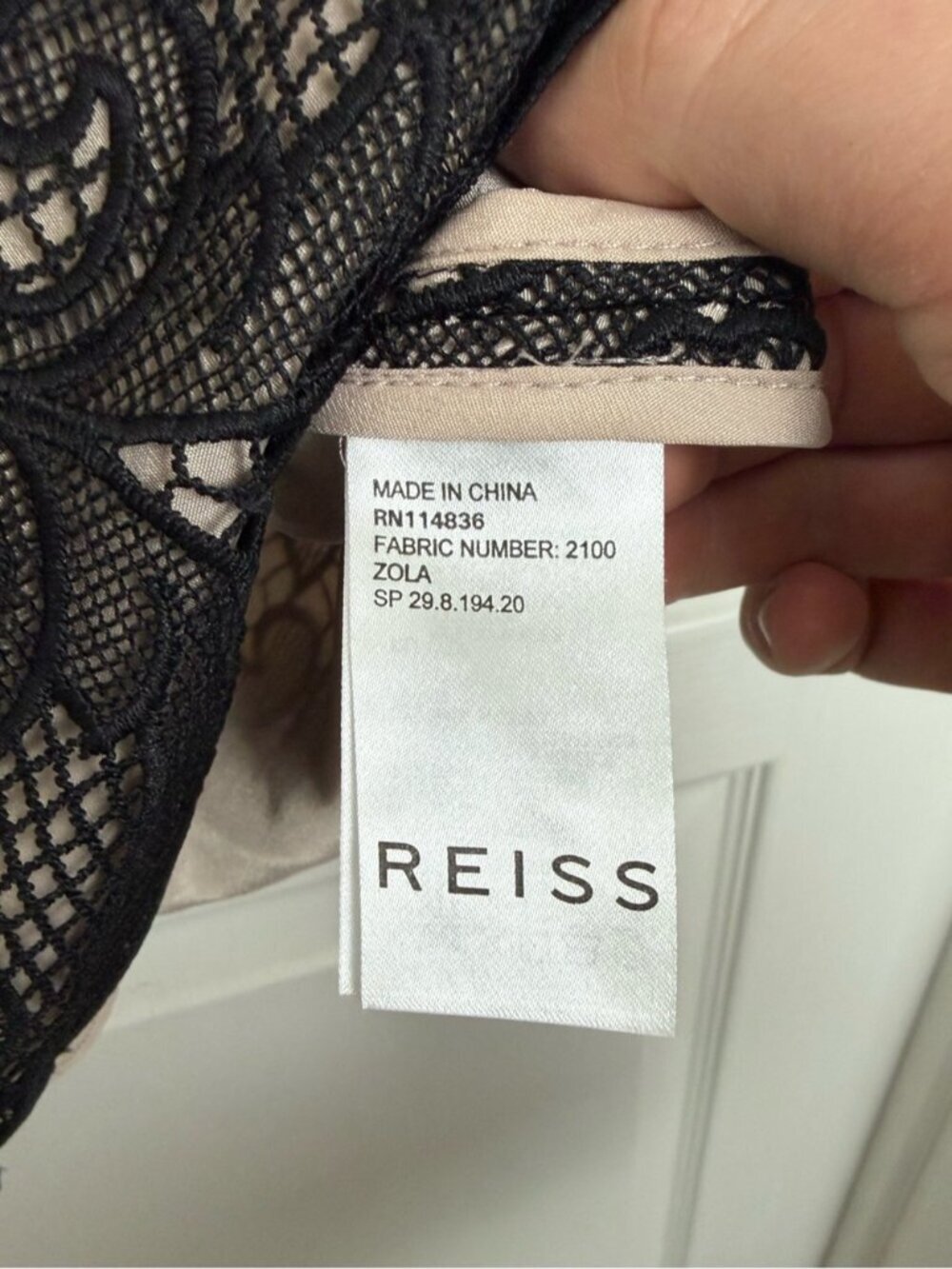 REISS Zola Lace Sheath Dress Size 8 Black Cream Neutral - Picture 11 of 13